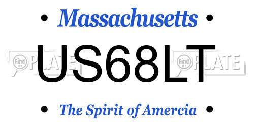 US68LT Massachusetts License Plate