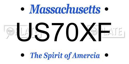 US70XF Massachusetts License Plate