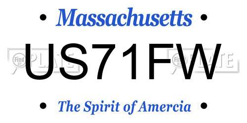 US71FW Massachusetts License Plate