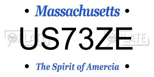 US73ZE Massachusetts License Plate