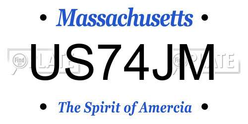 US74JM Massachusetts License Plate
