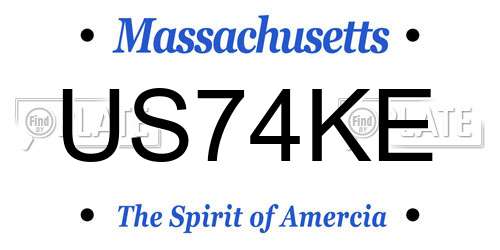 US74KE Massachusetts License Plate