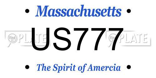 US777 Massachusetts License Plate