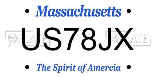 US78JX Massachusetts License Plate