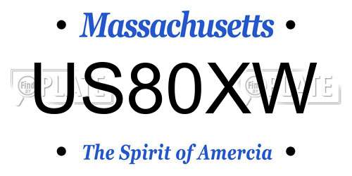 US80XW Massachusetts License Plate