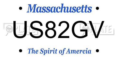 US82GV Massachusetts License Plate