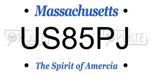 US85PJ Massachusetts License Plate