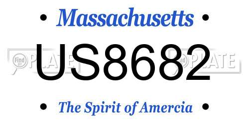 US8682 Massachusetts License Plate