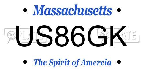US86GK Massachusetts License Plate