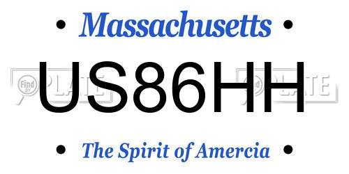 US86HH Massachusetts License Plate