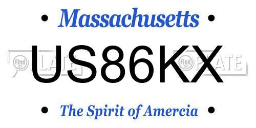 US86KX Massachusetts License Plate