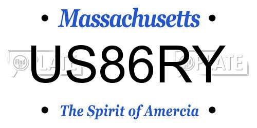 US86RY Massachusetts License Plate