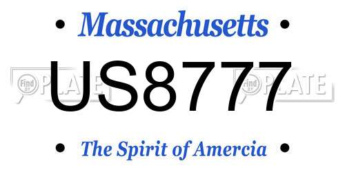 US8777 Massachusetts License Plate
