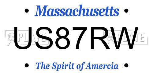 US87RW Massachusetts License Plate