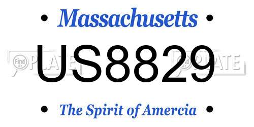 US8829 Massachusetts License Plate