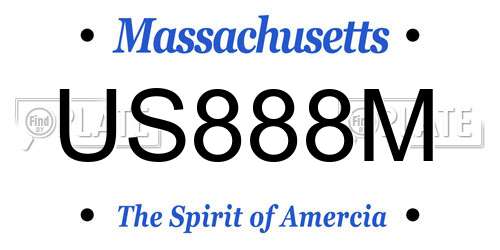US888M Massachusetts License Plate