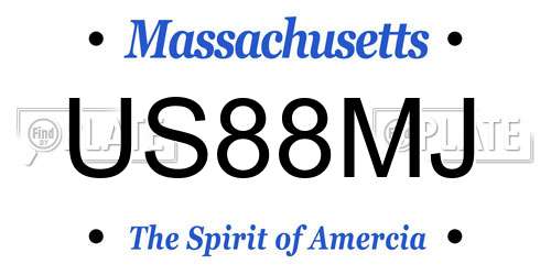 US88MJ Massachusetts License Plate