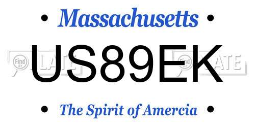 US89EK Massachusetts License Plate