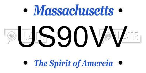 US90VV Massachusetts License Plate