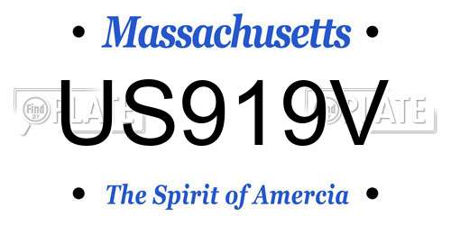 US919V Massachusetts License Plate