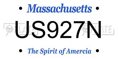 US927N Massachusetts License Plate