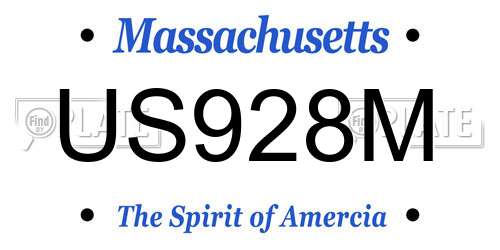 US928M Massachusetts License Plate