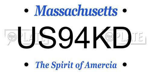 US94KD Massachusetts License Plate
