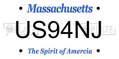 US94NJ Massachusetts License Plate