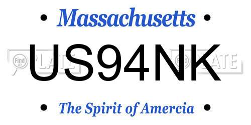 US94NK Massachusetts License Plate
