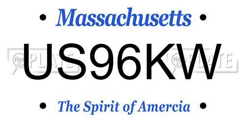US96KW Massachusetts License Plate
