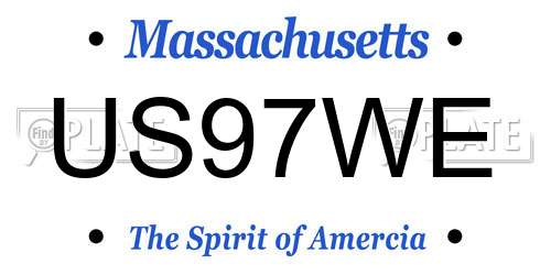 US97WE Massachusetts License Plate