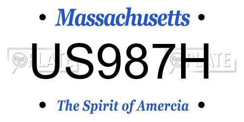 US987H Massachusetts License Plate