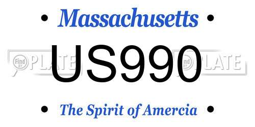 US990 Massachusetts License Plate