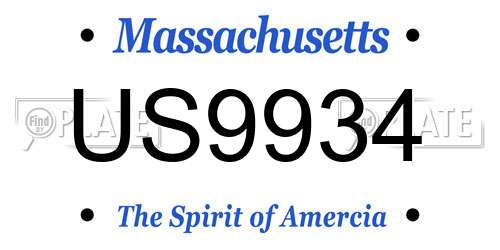 US9934 Massachusetts License Plate