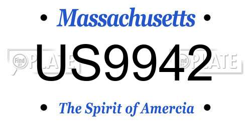 US9942 Massachusetts License Plate