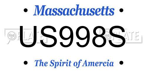 US998S Massachusetts License Plate