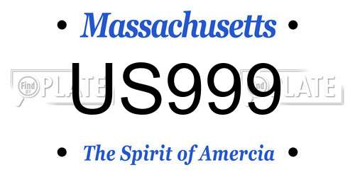 US999 Massachusetts License Plate