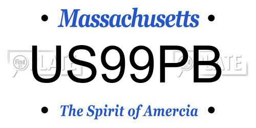 US99PB Massachusetts License Plate
