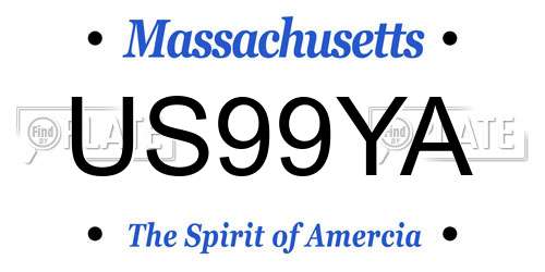 US99YA Massachusetts License Plate