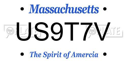 US9T7V Massachusetts License Plate