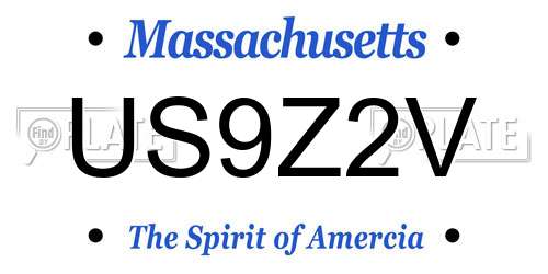 US9Z2V Massachusetts License Plate