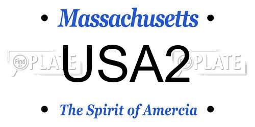 USA2 Massachusetts License Plate