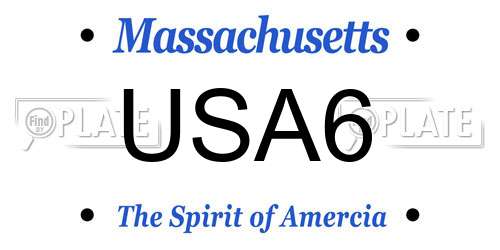 USA6 Massachusetts License Plate