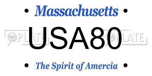 USA80 Massachusetts License Plate