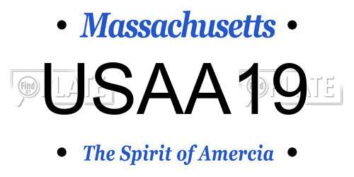 USAA19 Massachusetts License Plate