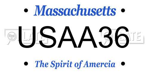 USAA36 Massachusetts License Plate