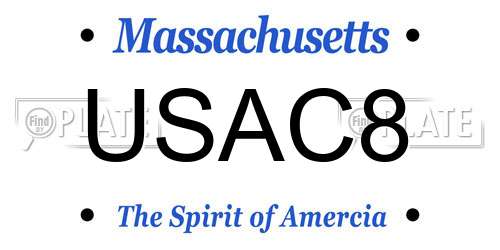 USAC8 Massachusetts License Plate