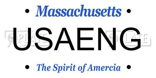 USAENG Massachusetts License Plate