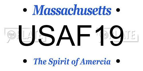 USAF19 Massachusetts License Plate