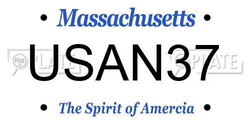 USAN37 Massachusetts License Plate